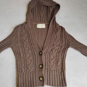 Aeropostale Sweater XS Cable Knit Cardigan Hooded Preppy Y2K Bella Swan